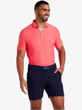 Puma MATTR Men’s Check Peach Frost Color With Ash Gray Accents. Golf Polo. Large